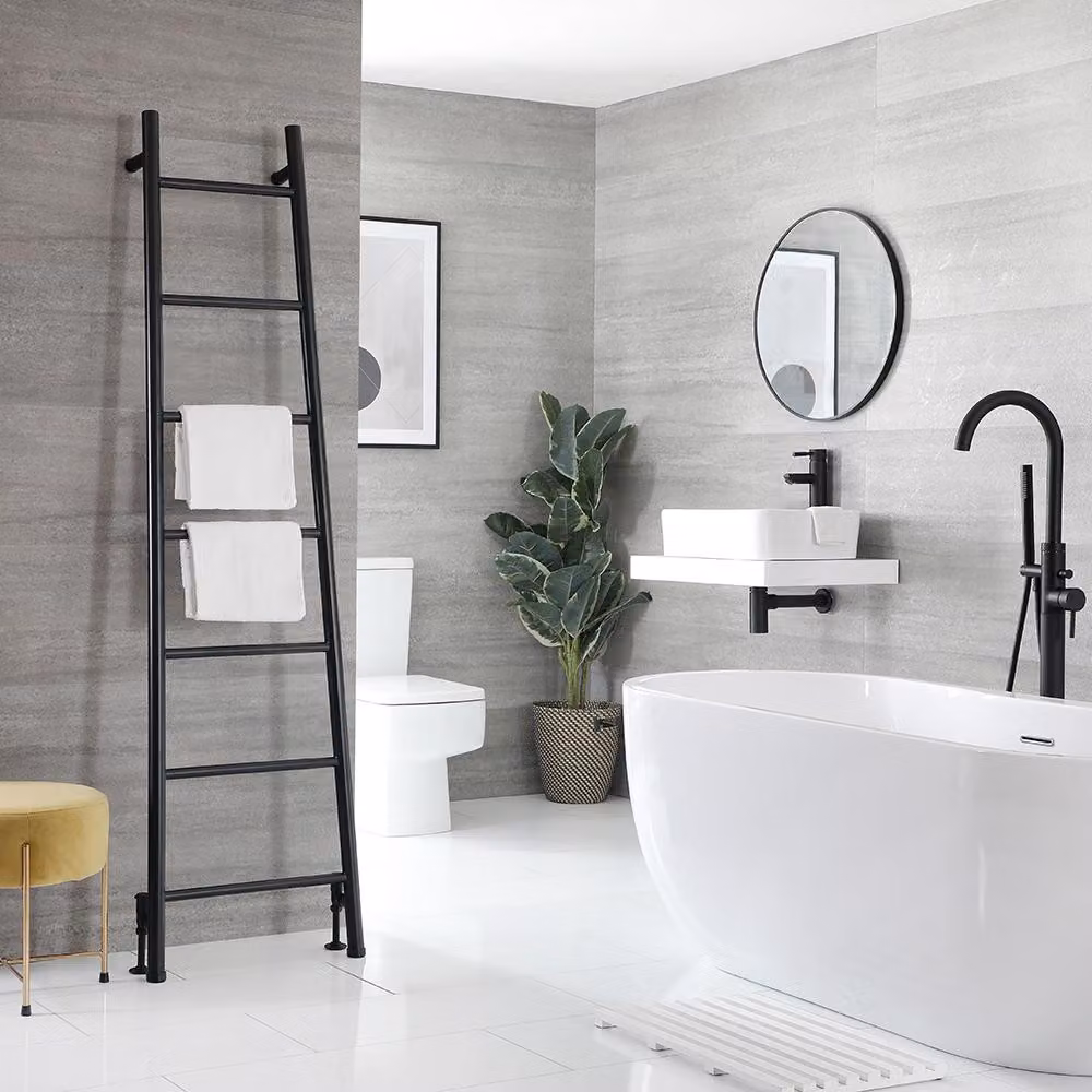 Scaldasalviette di Design - Stile Scaletta - 1800 x 500mm - Nero - Indus