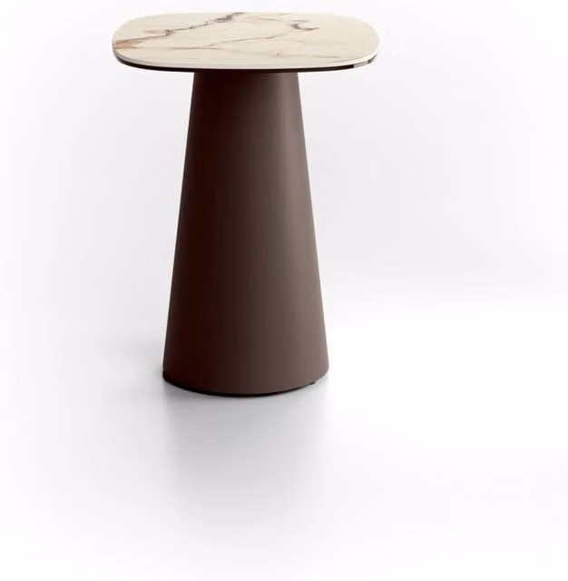 Tavolino da salotto Pillar Small - Design moderno con piano in marmo calacatta borghini e struttura in metallo verniciato bronzo - 40x40cm