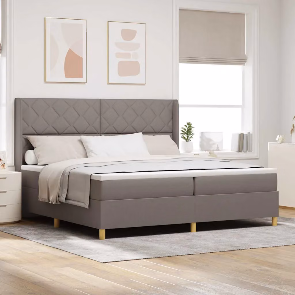 Letto a molle con testiera Talpa vidaXL in tessuto e legno, L/P: 200 x 200 cm