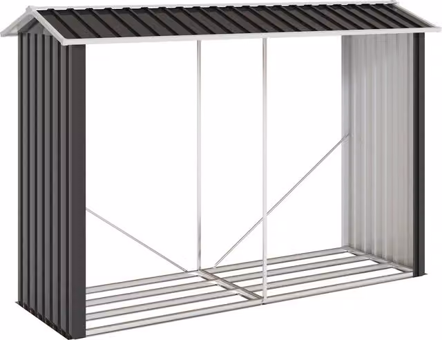 Legnaia Outsunny con struttura in acciaio galvanizzato e base rialzata, Nero, H 160 x L 240 x P 86 cm