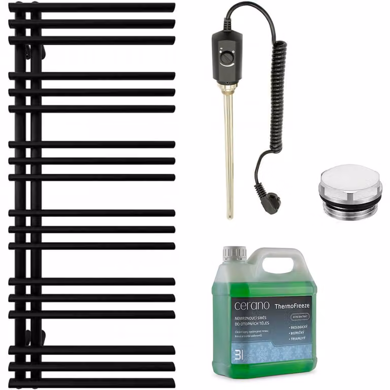 Kit radiatore elettrico da bagno Burke - L/P - 600W - nero opaco - 1200x500 mm