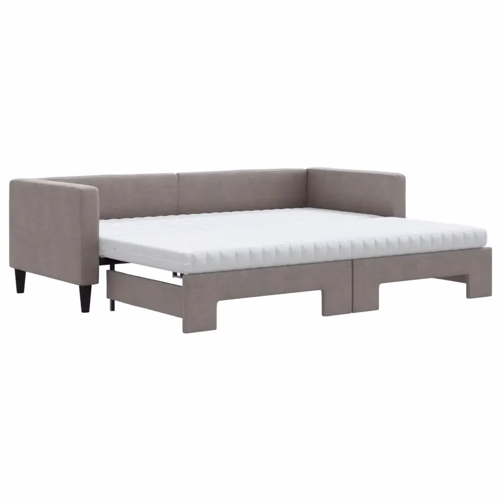 Divano Letto Estraibile vidaXL in Tessuto Beige e Grigio con Cassetto per Soggiorno e Camera da Letto L: 223 cm, P: 80 cm, H: 90 cm – 2