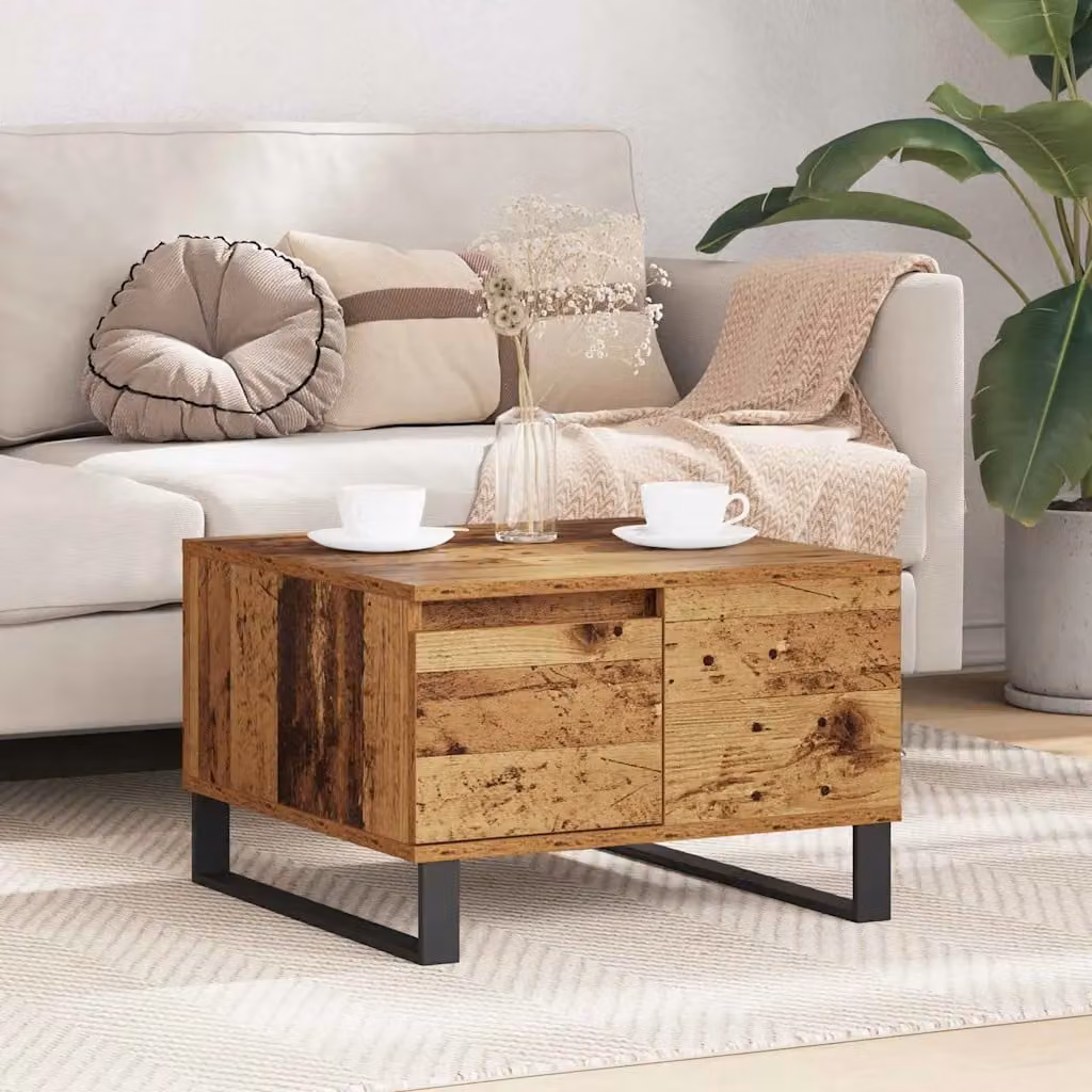 Tavolino da salotto moderno vidaXL in legno vecchio marrone L/P/H: 55 x 55 x 36,5 cm