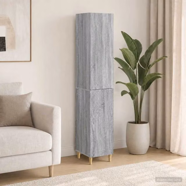 Set di 2 armadi moderni vidaXL con ante scorrevoli in MDF grigio opaco per camera da letto o ufficio – 1