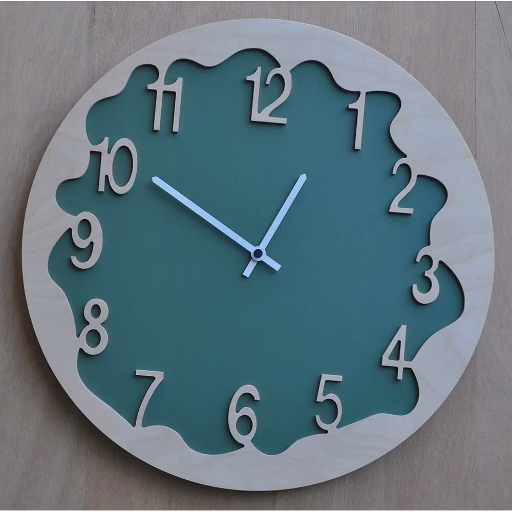 Orologio da parete rotondo Pirondini Italia modello Ombre colore verde in legno, Diametro: 48 cm – 2