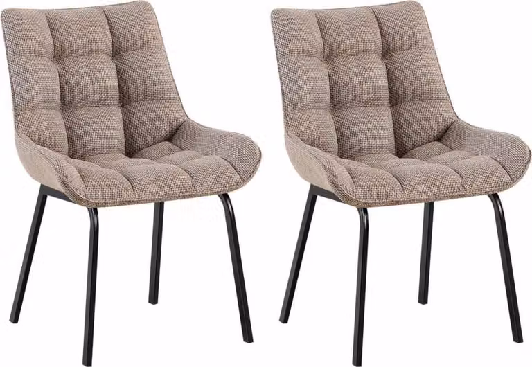 set di 2 sedie da pranzo - sedie da cucina - altezza seduta confortevole, struttura in metallo | Colore: Terrabruin | Materiale: polvere