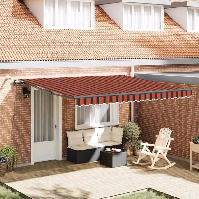 Tenda retrattile arancione e marrone 400 × 350 cm Poliestere 3330742