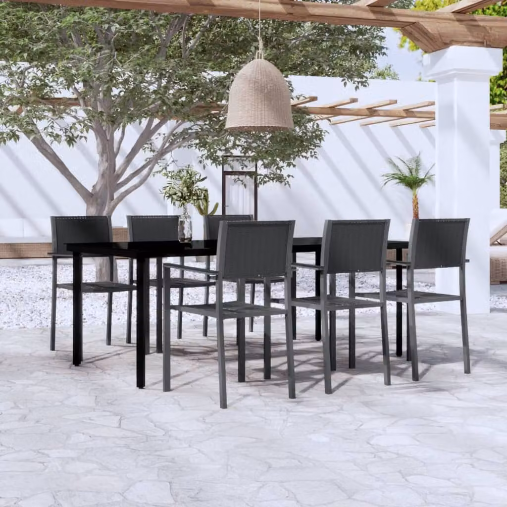 Maison Exclusive - Set da pranzo da giardino 7 pezzi nero