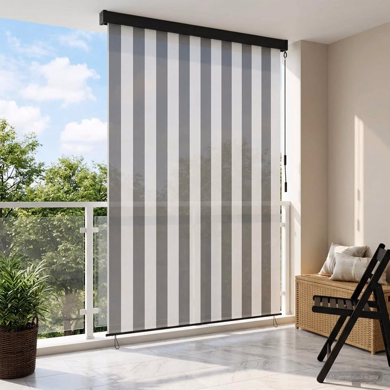 vidaXL Tenda a rullo in poliestere e alluminio, Antracite e Bianco, L 120 cm x H 250 cm