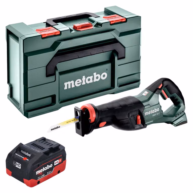 Metabo SSEP 18 LT sega alternativa a batteria 18 V 32 mm + 1x batteria LiHD 5,5 Ah + metabox - senza caricabatterie