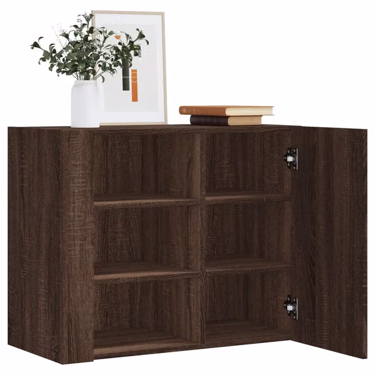 Armadietto a muro vidaXL moderno in legno color rovere marrone con ante a battente e ripiani interni L 75 cm, P 35 cm, H 60 cm