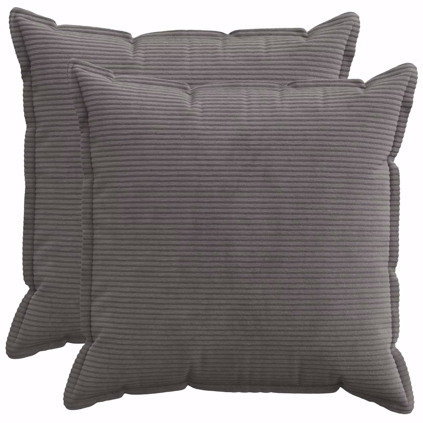 Set di 2 federe vidaXL HOUTEN in velluto a coste grigio scuro, L 80 x L 80 cm