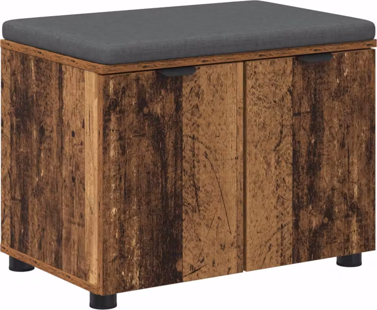 Panca per ingresso con cuscino Legno vecchio 60 x 38 x 46 cm