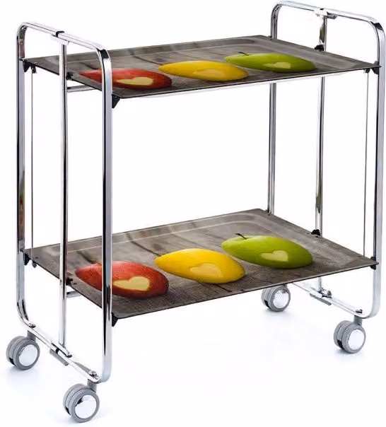 Carrello da cucina pieghevole cromato con ruote BAUHAUS 2 ripiani