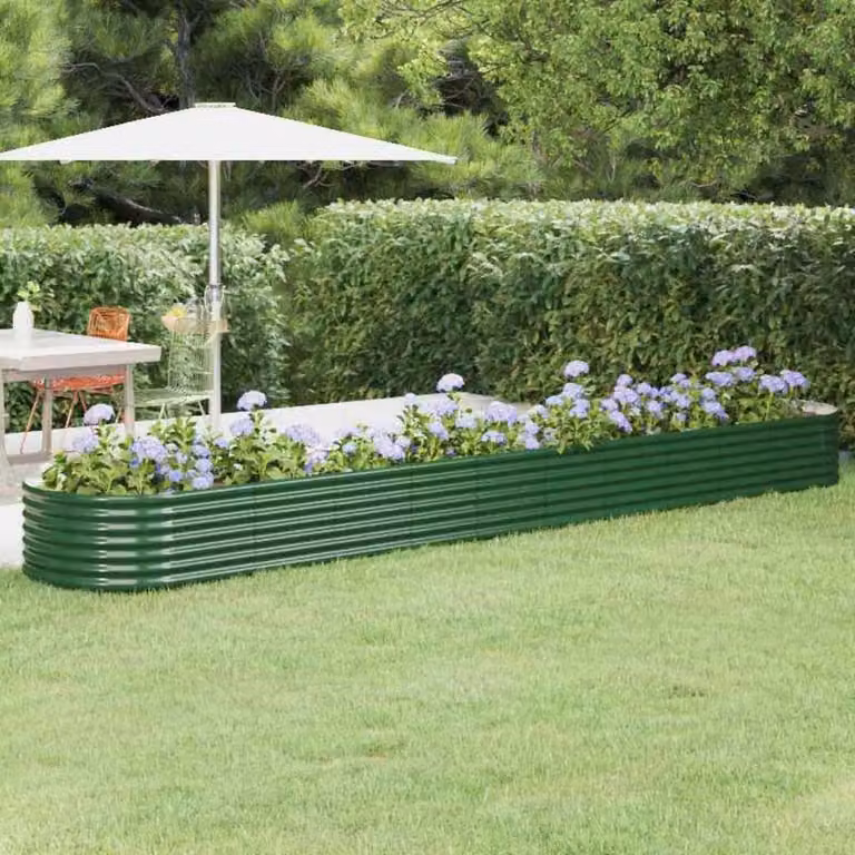 Letto rialzato da giardino vidaXL in acciaio zincato verde L: 440 cm, P: 80 cm, H: 36 cm