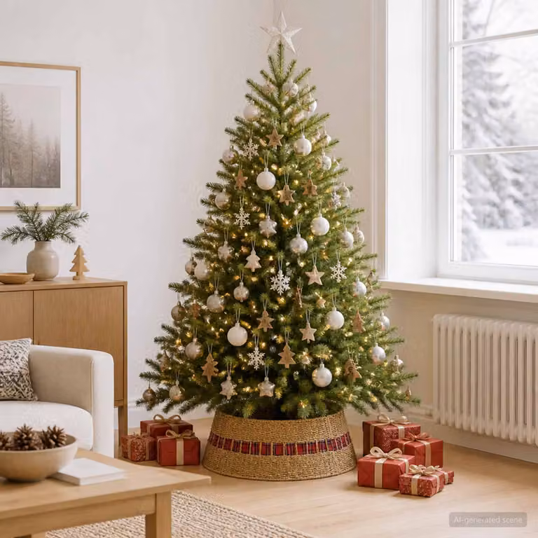 vidaXL Collare per Albero di Natale Rotondo Naturale Ø 60 x 22 cm