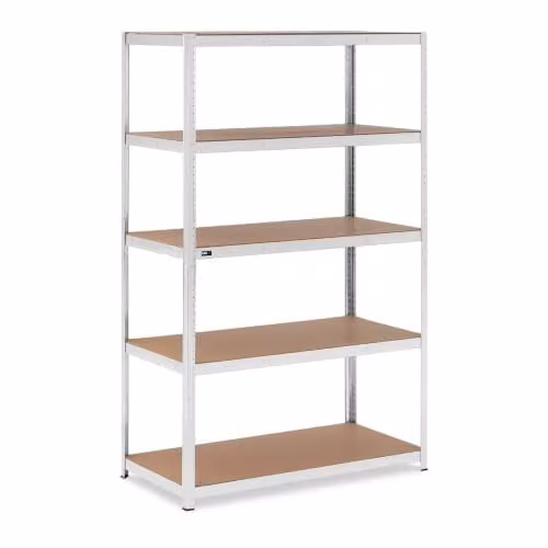 Helloshop26 Scaffale carico pesante 120 x 60 x 197 cm supporta 5 x 150 kg grigio robusto garage officina attrezzi 14_0005175