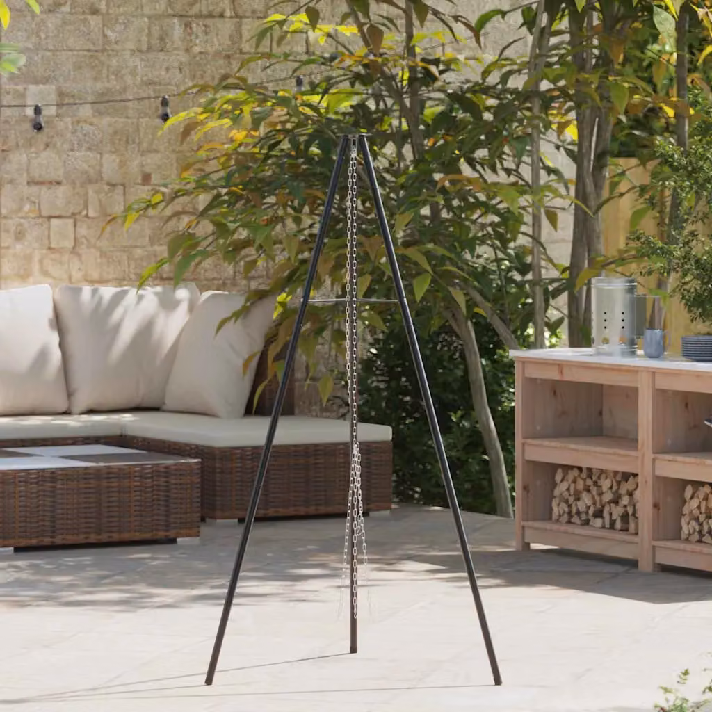 Treppiede da campeggio vidaXL in acciaio nero L/P/H: 92 x 92 x 151,5 cm