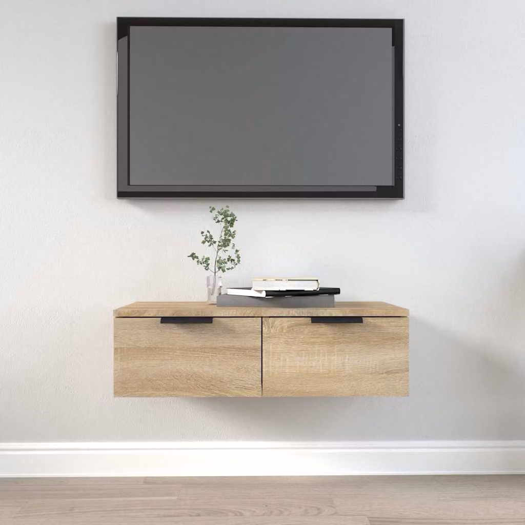 Armadietto a muro vidaXL in legno MDF color rovere con ante a battente e ripiani interni, L 68 cm x P 30 cm x H 20 cm