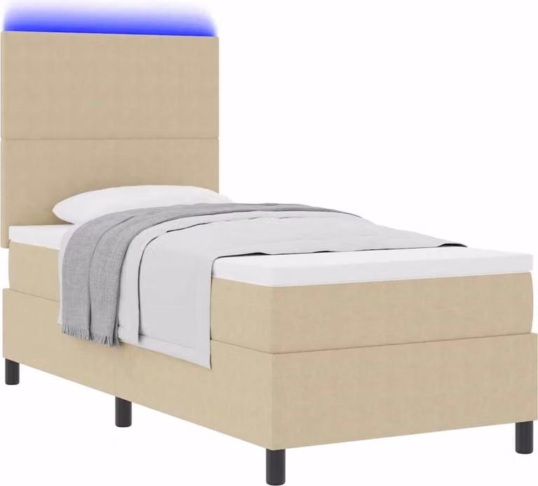 Letto a Sorgente LED Grigio chiaro e bianco 80 x 200 cm