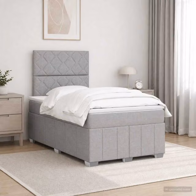 Letto box spring con materasso vidaXL Grigio e Bianco L/P: 120 x 200 cm