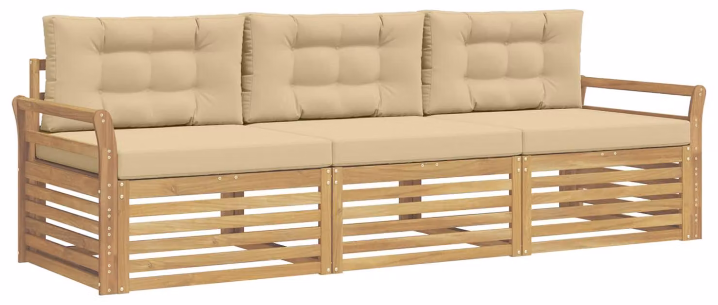 Set di divani da esterno, composto da 3 pezzi, color beige