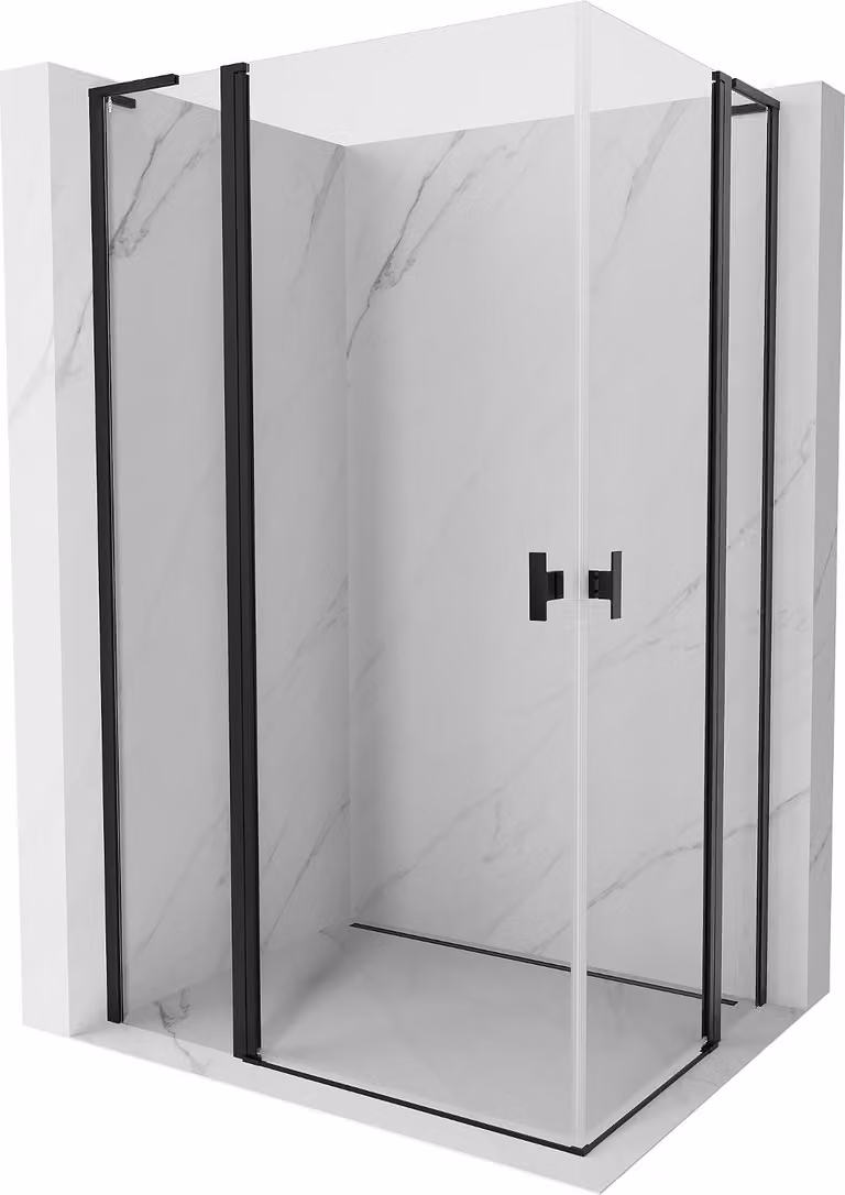 Mexen Mist L Duo cabina doccia a battente 115 x 110 cm, trasparente, nero - 8A4L-115-110-70-00