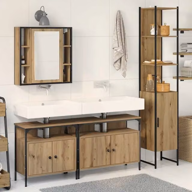 Set di mobili per il bagno 4 pz Rovere artigianale 3334422