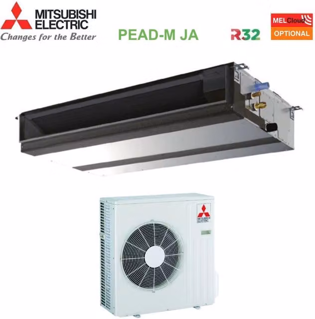 Climatizzatore Condizionatore Canalizzato Mitsubishi Electric Power Inverter 21000 Btu PEAD-M60JA + PUZ-ZM60VHA R-32 Bianco