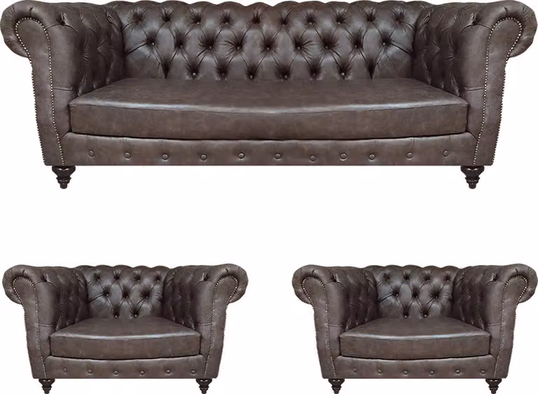 Modern Design Set 3tlg Chesterfield Wohnzimmer 2x Sessel Einrichtung