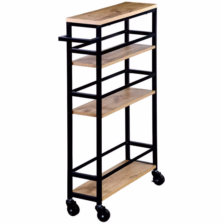Carrello angolare KESPER – Struttura in metallo nero, 3 ripiani – 50 x 15 x 81 cm – Carrello con 4 ruote – Salvaspazio e mobile – Scaffale da cucina - 2784213