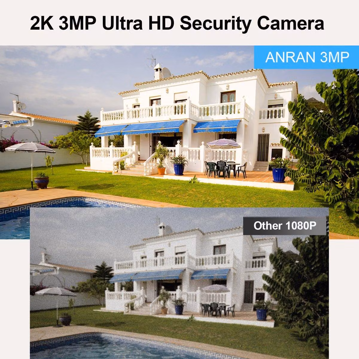 Telecamera di sicurezza esterna - 3MP, WiFi, con pannello solare, visione notturna e rilevamento del movimento