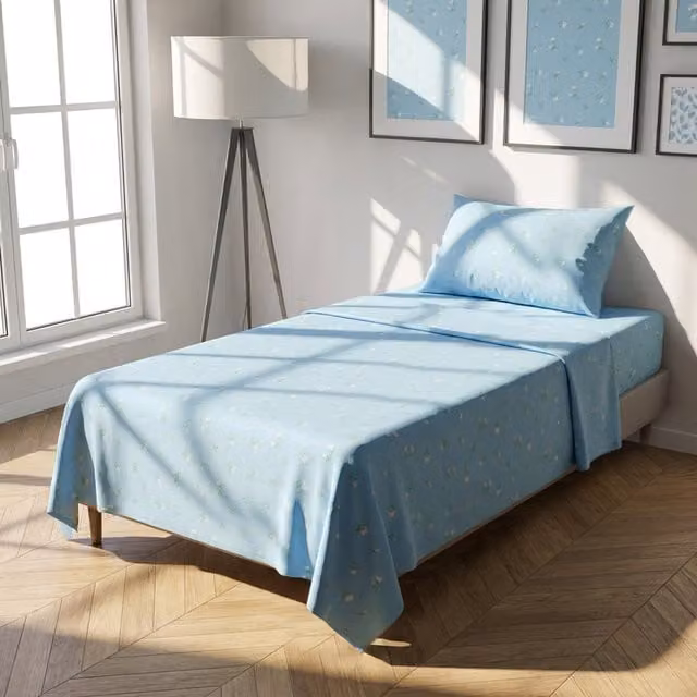 Completo letto 1 piazza e mezza fiorellini azzurro