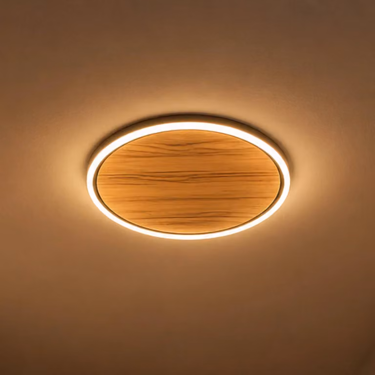 Elobra Plafoniera soffitto Havana S, dimmerabile, Legno scuro, Soggiorno / Sala da pranzo, Legno, Plafoniera