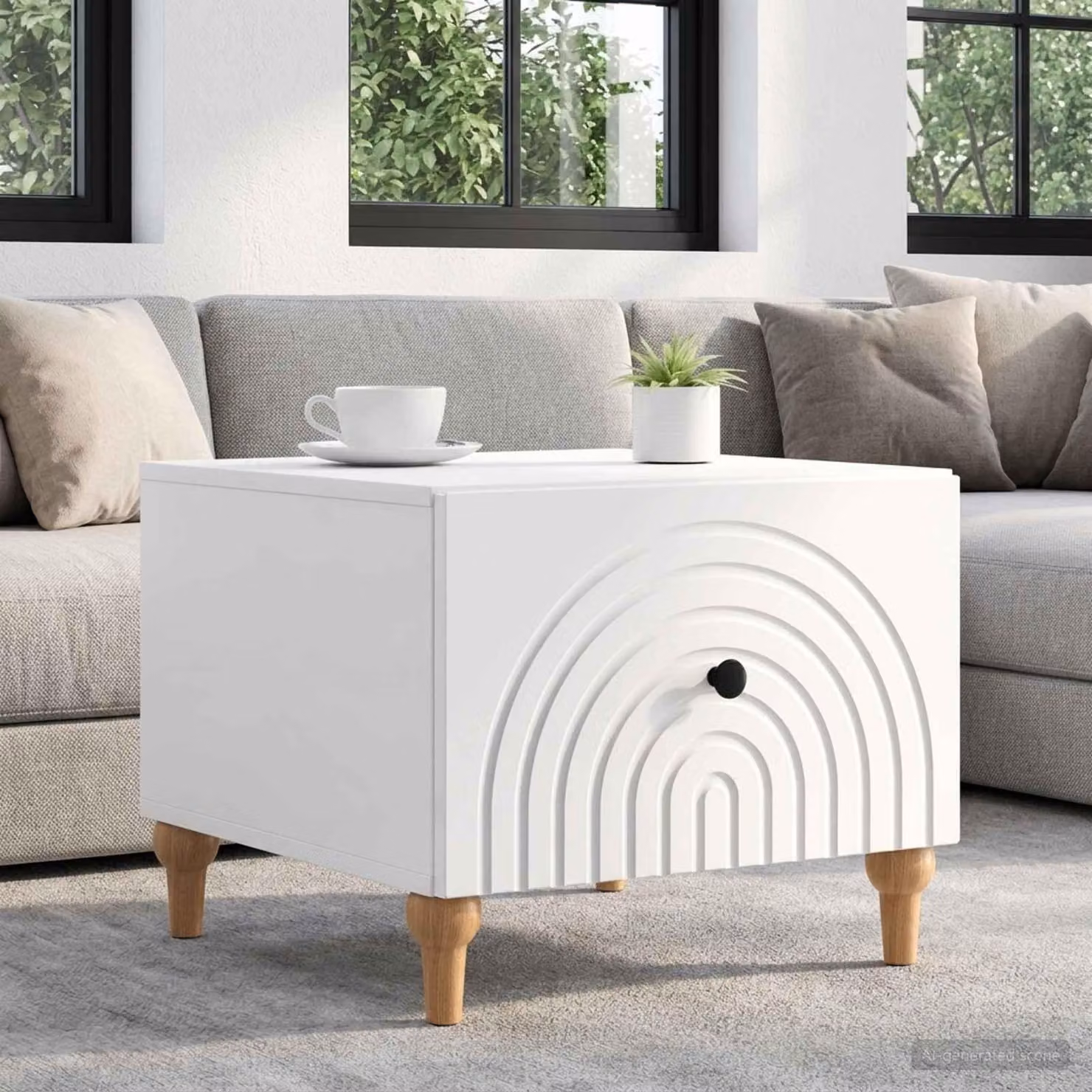 Maison Exclusive - Tavolino bianco lucido 49 x 50 x 40 cm in materiale derivato dal legno