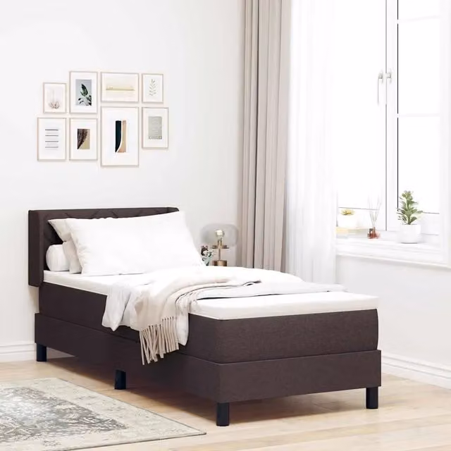 Letto a molle con cuscino vidaXL in tessuto marrone con struttura in legno e poliestere L: 80 cm, P: 200 cm