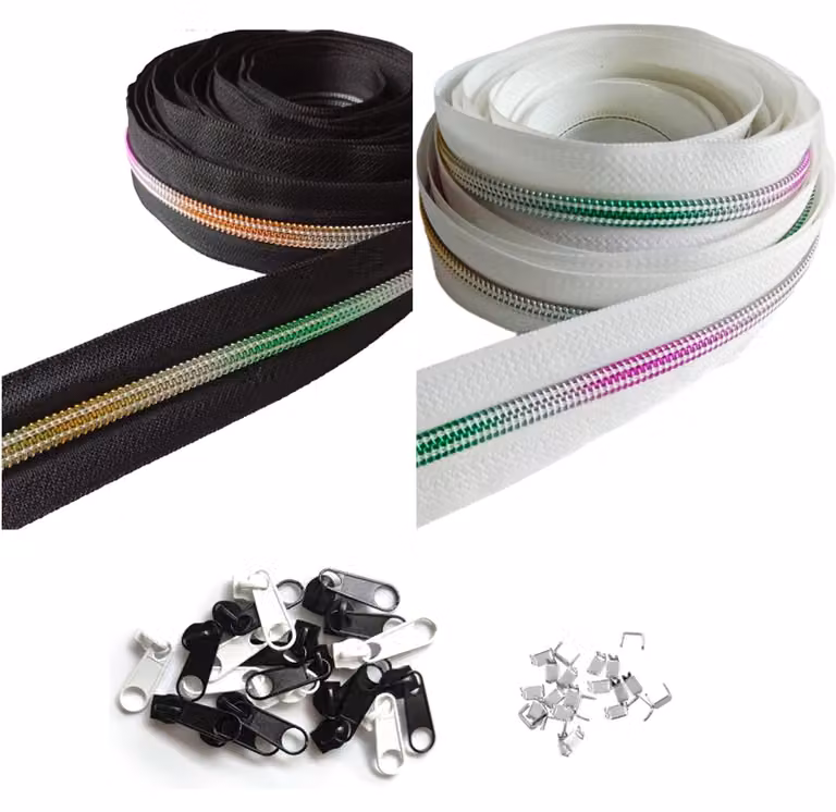Omgoods - Set di cerniere arcobaleno da 10 metri, composto da 30 cerniere e 60 terminali
