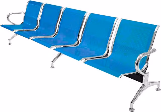 Panca per sala attesa aspetto studio ufficio in acciaio a 5 posti - colore blu