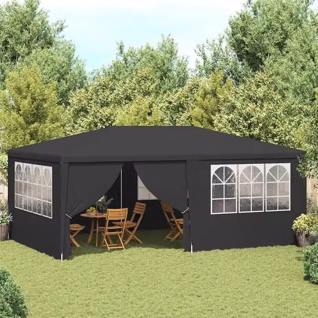 Gazebo Professionale vidaXL Antracite con Pareti e Finestre L: 400 cm, P: 400 cm, H: 270 cm