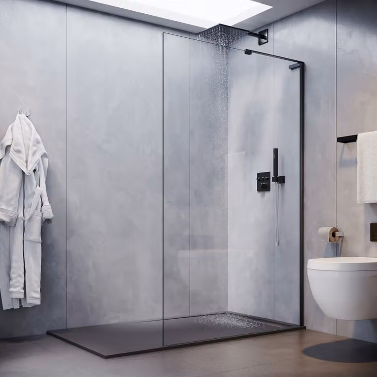 SONNI NANO cabina doccia Con vetro temperato di sicurezza & pellicola antisfondamento & barre di stabilizzazione a L nero Cabine doccia 90 x 200 cm