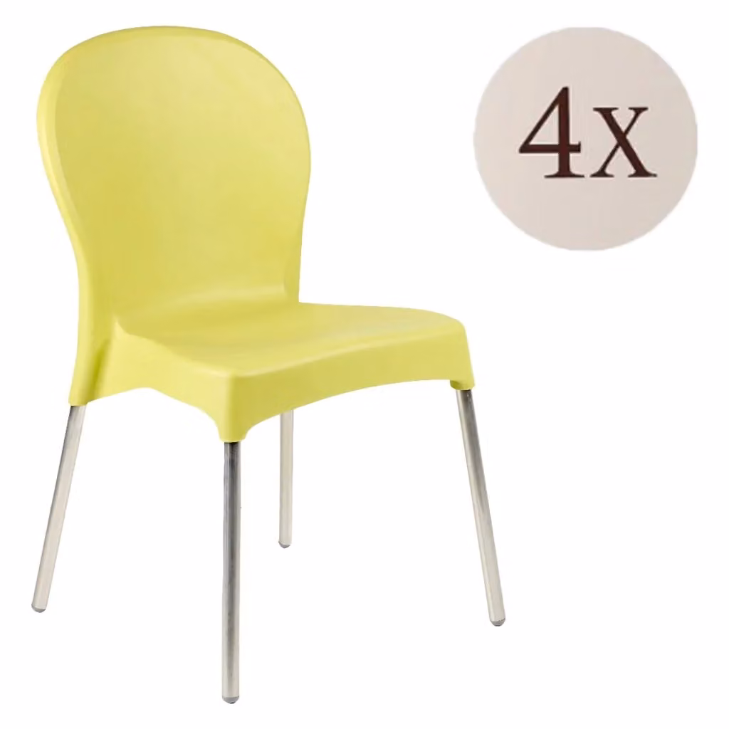 Set di 4 sedie da esterno Eclectic DMORA verdi impilabili in plastica opaca per giardino e terrazza – 2