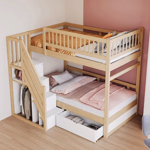 Letto a castello massello - Xylo - 90x200cm legno, cassetti sicurezza