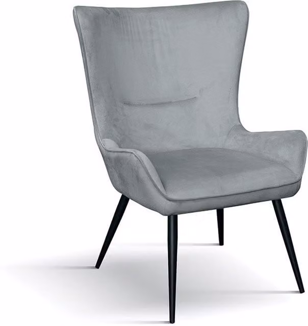 Poltrona moderna con struttura in metallo e imbottitura in velluto grigio Mobili 2G L: 74 cm, P: 67 cm, H: 99 cm