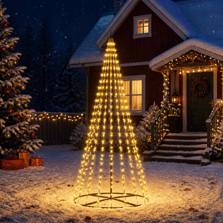 vidaXL Albero di Natale LED 235 cm 500 LED Bianco caldo Ferro Nero