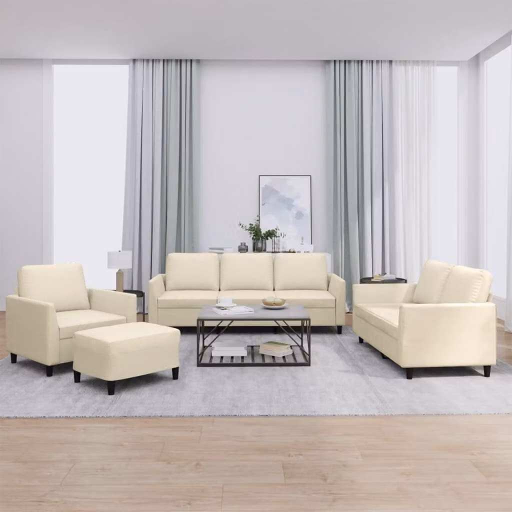 Maison Exclusive - Set divano 4 pezzi con cuscini in ecopelle color crema