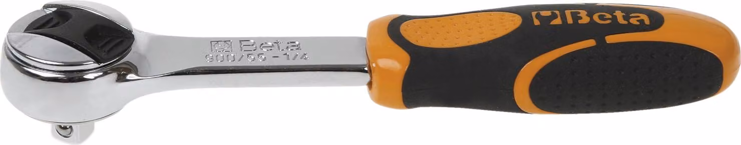 Cricchetto reversibile Beta 920/55 DIN 3122 - Quadro da 1/4 di pollice, lunghezza 125 mm, 48 denti, cromato - Testa del cricchetto compatta per lavori di precisione