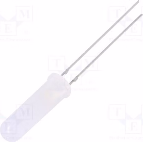 2 LED, luce calda, angolo di emissione 140°, tensione 2,7÷3,4V, corrente 20mA, modello OSM5DK6EE2A, diodi LED a montaggio su circuito stampato (THT), dimensioni 5mm x 5mm, intensità luminosa 500÷750 mcd