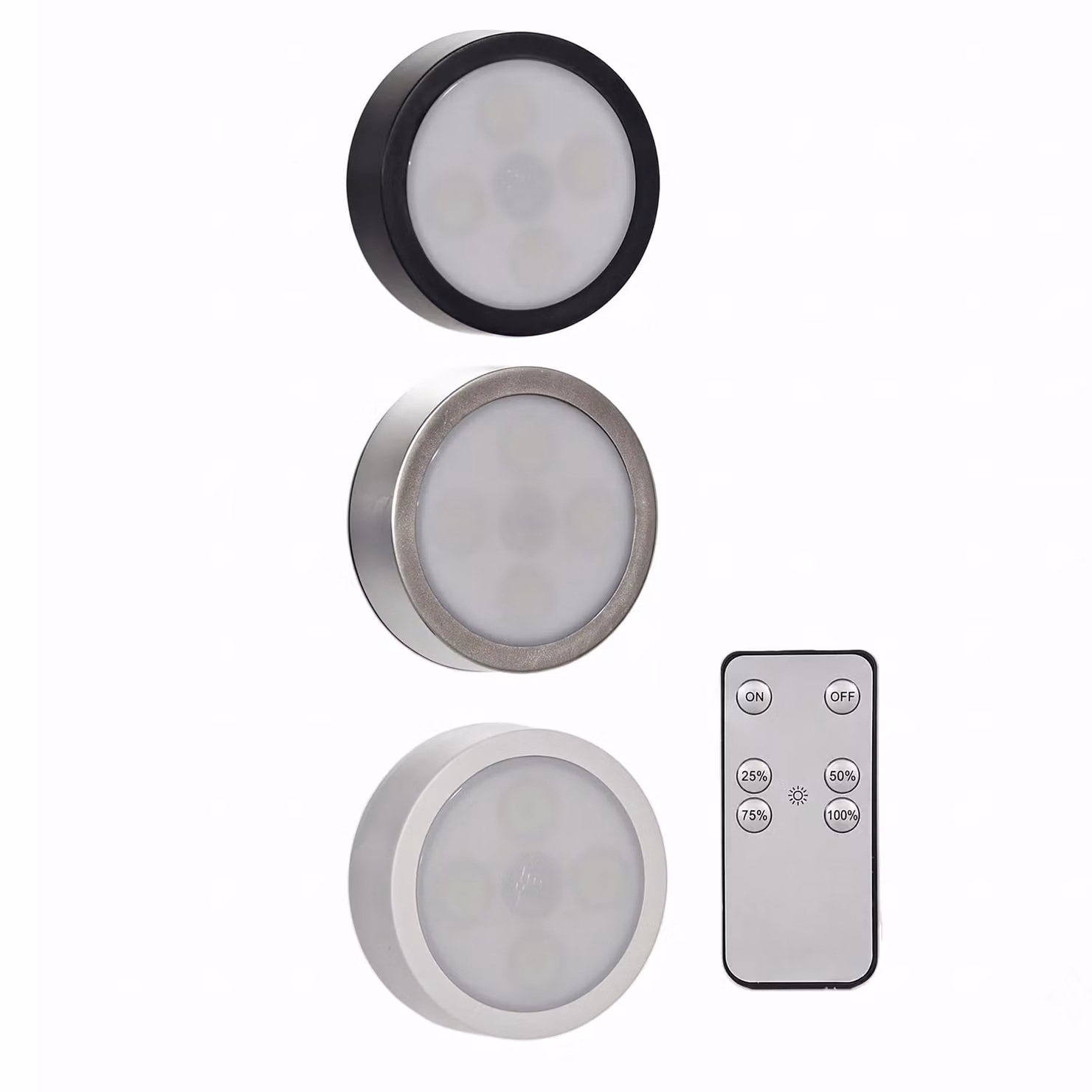 Set di 3 Lampade LED Magnetic Round DICTROLUX con Telecomando, Luce Bianca Fredda, Ideali per Sottopensile in Cucina o Corridoio – 1