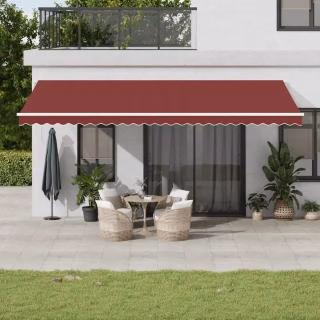 Tenda da Sole Retrattile Manuale con LED Bordò 600x350 cm 3214995