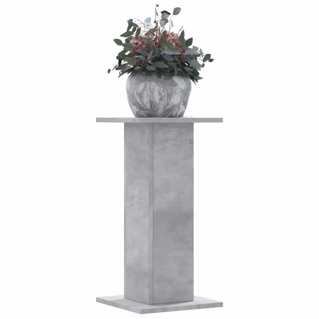 Set di 2 supporti per piante vidaXL in truciolato, colore grigio cemento, L/P/H: 30 x 30 x 60 cm